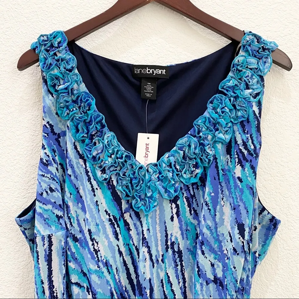 NWT Lane Bryant Printed Ruffle Belted Dress 28 - Image 11