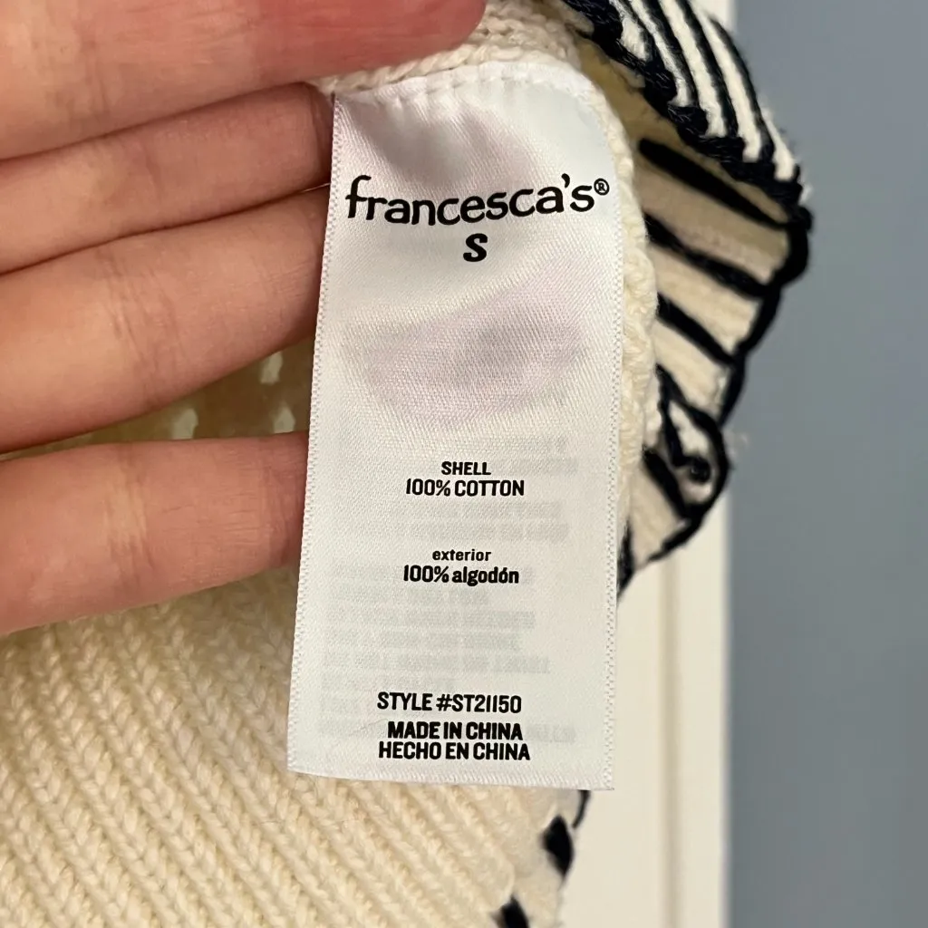 Audrey Parks + Francesca's collared open knit embroidered sweater size small Blue - Image 10