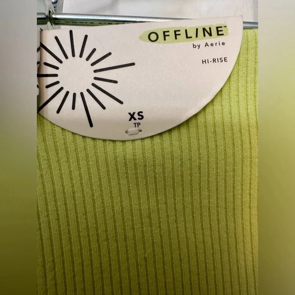 Offline by Aerie live green ribbed 7/8 length hi rise leggings NWT - Image 3
