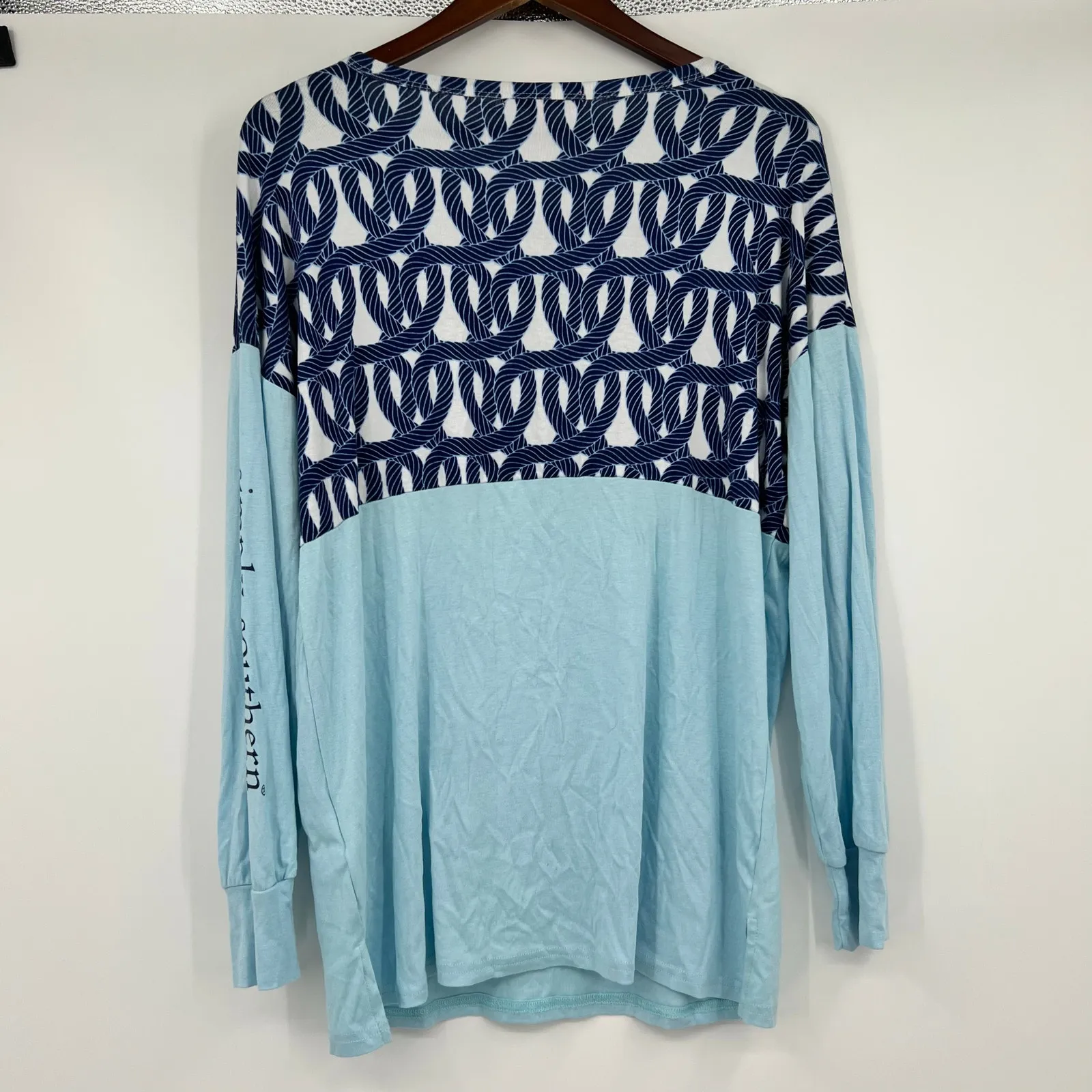 NEW Simply Southern Blue Nautical Rope Long Sleeve Jersey Women's size medium - Image 2