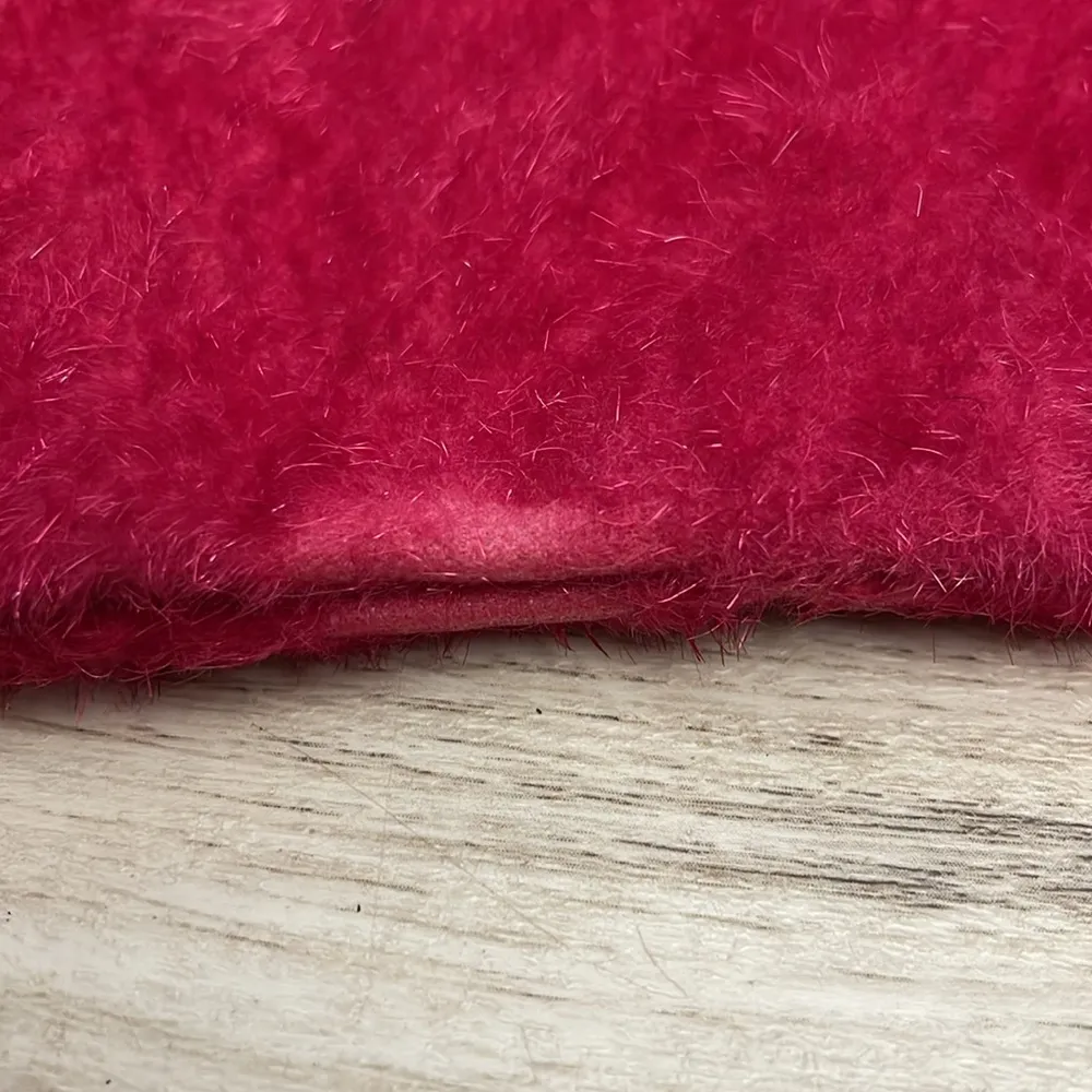 Pink Faux Fur Glam Bag Zip Top Makeup/ Cosmetics Case Approximately 5” X 7” - Image 5