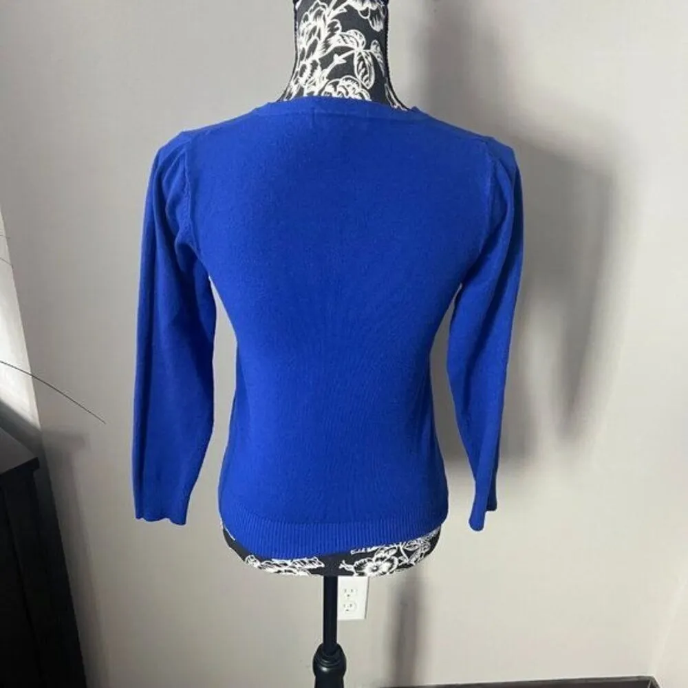 Playboy Bunny Sweater Blue Long Sleeve Blue Rhinestones Small - Image 6