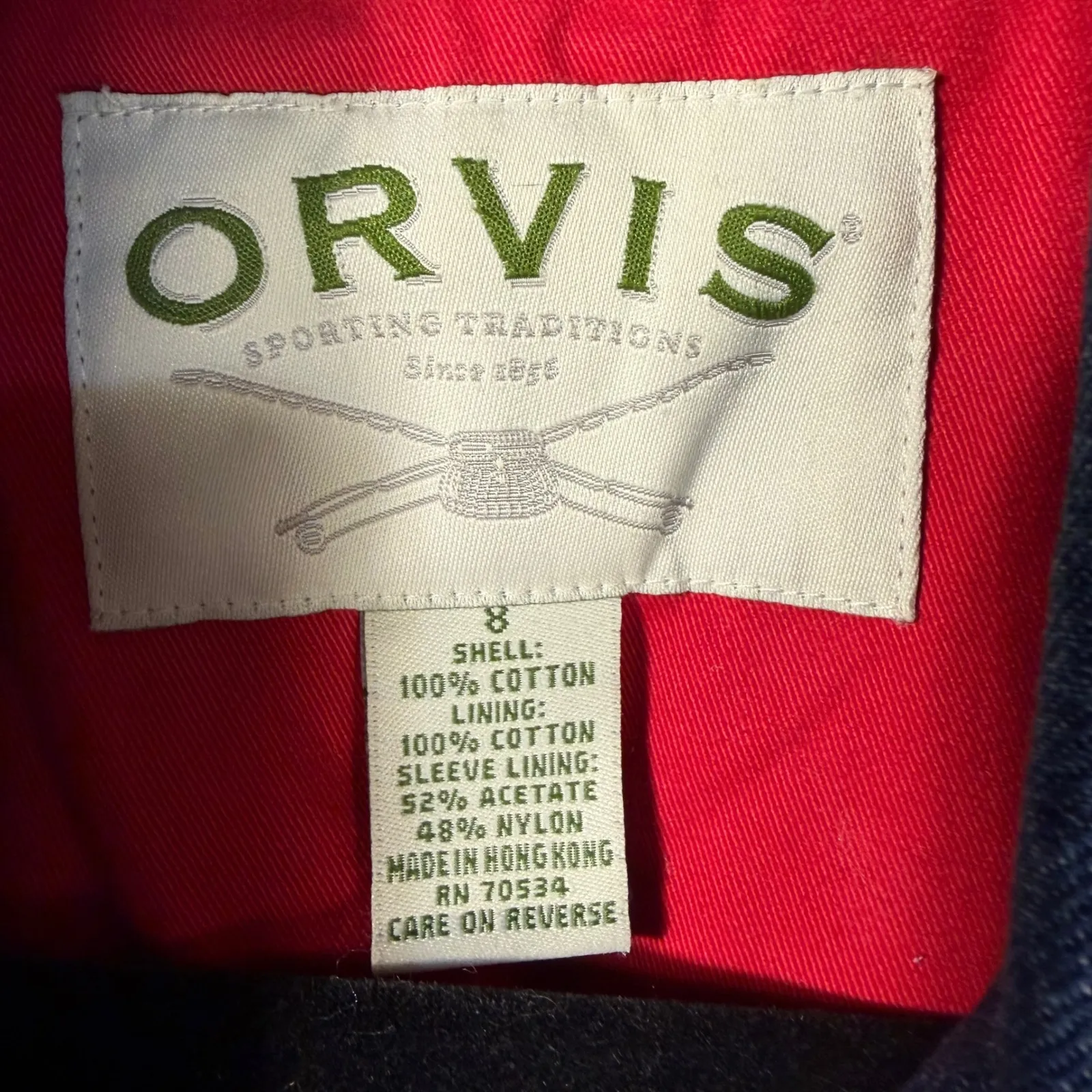 Vtg Orvis Denim Jacket Womens 8 Chore Coat Barn Jacket Cotton Blue Button Front - Image 10