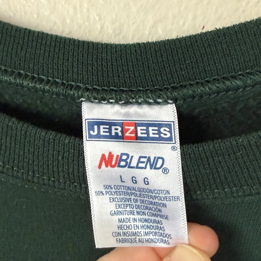 Christmas Trees Forest Green Crew Neck Pullover Sweatshirt Large - Image 3