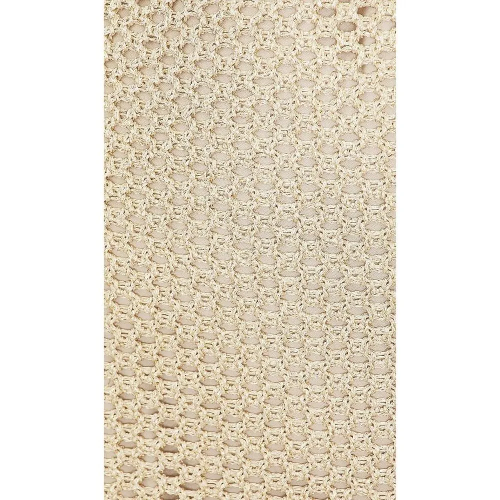 ALLSAINTS Jesse Dress in Gold Medium New Womens Knit Crochet Maxi Fringe - Image 4