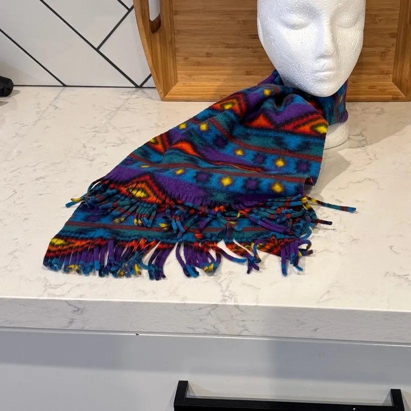 Rare Vintage AVON 1994 Soft Fleece Aztec Ethnic Colored Scarf - Image 3