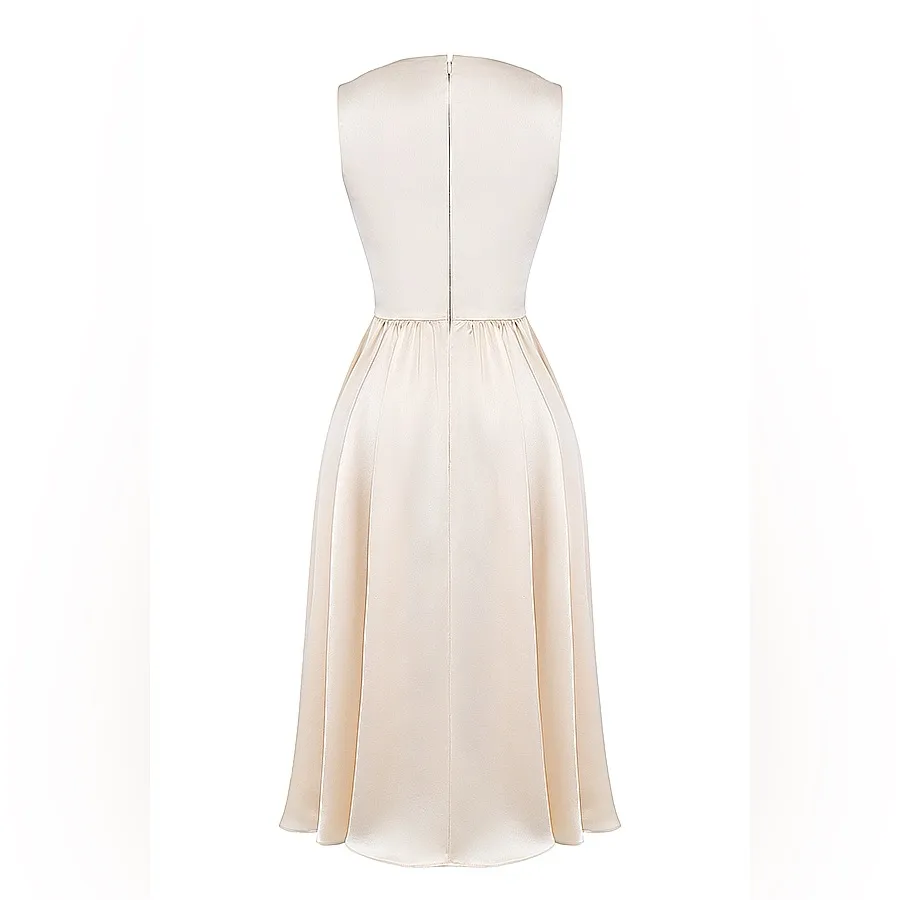 House of CB Shayla Elegant Cream Sleeveless Dress - Image 7