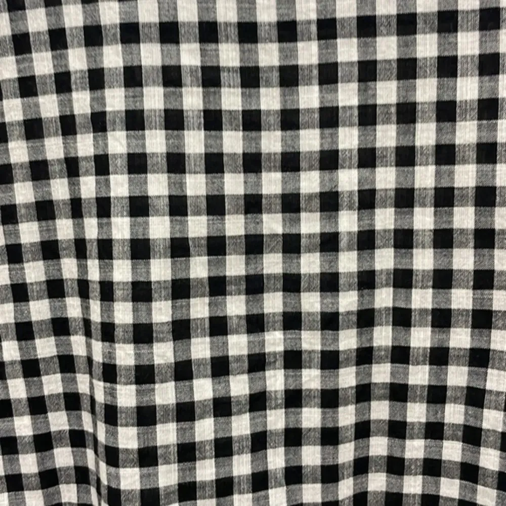 Madewell Black & White Gingham Criss Cross Tie Bell Long Sleeve Top - Image 8