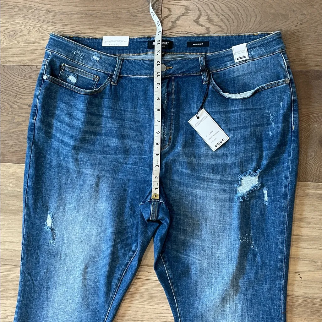 Judy Blue Destroy Hi Waist Release Hem Skinny Jeans Style JB8847 Size 24W NWT - Image 5