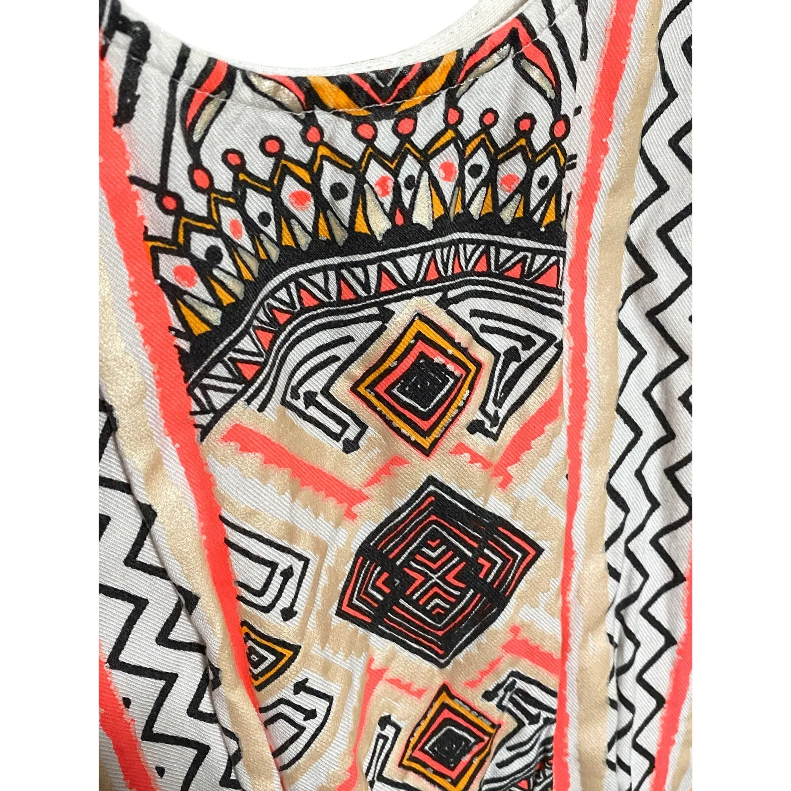 MinkPink Sleeveless Romper XS Tribal Aztec Space Cowboy Boho Drawstring Festival - Image 2