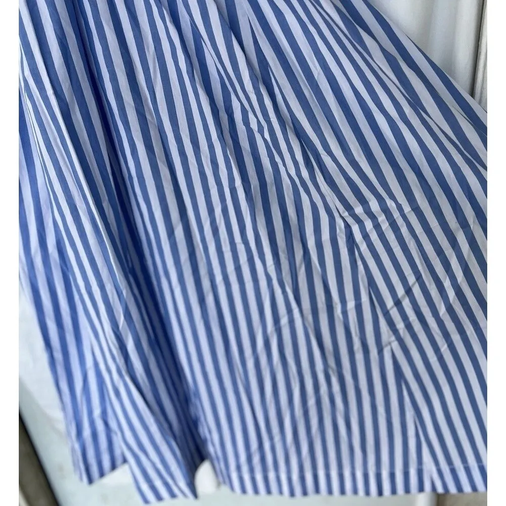 Staud Jodie Midi Wrap Dress Sea Stripe Size Small Bridal Wedding Guest Picnic Blue - Image 7