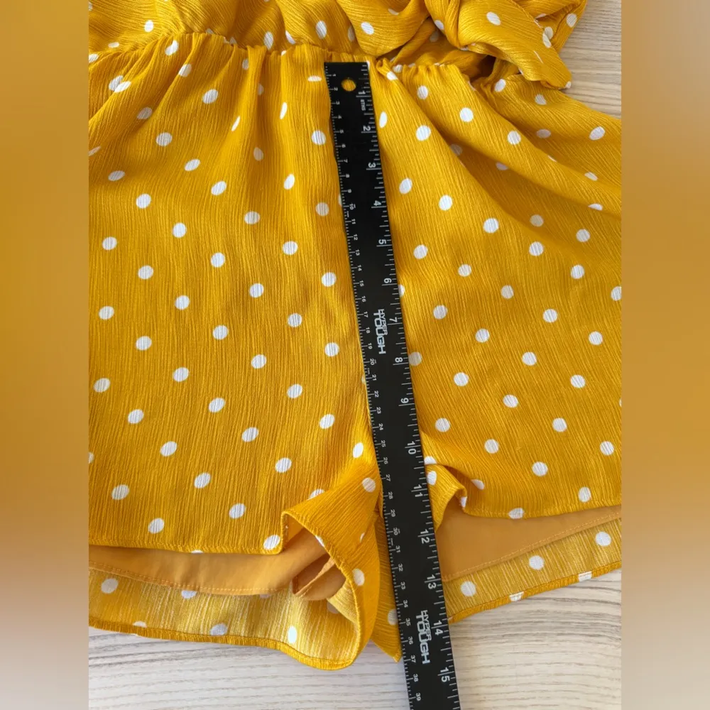 Everly Mustard Polka Dot Mini Dress Polka Dot Faux Wrap Romper size S

Preowned - Image 8