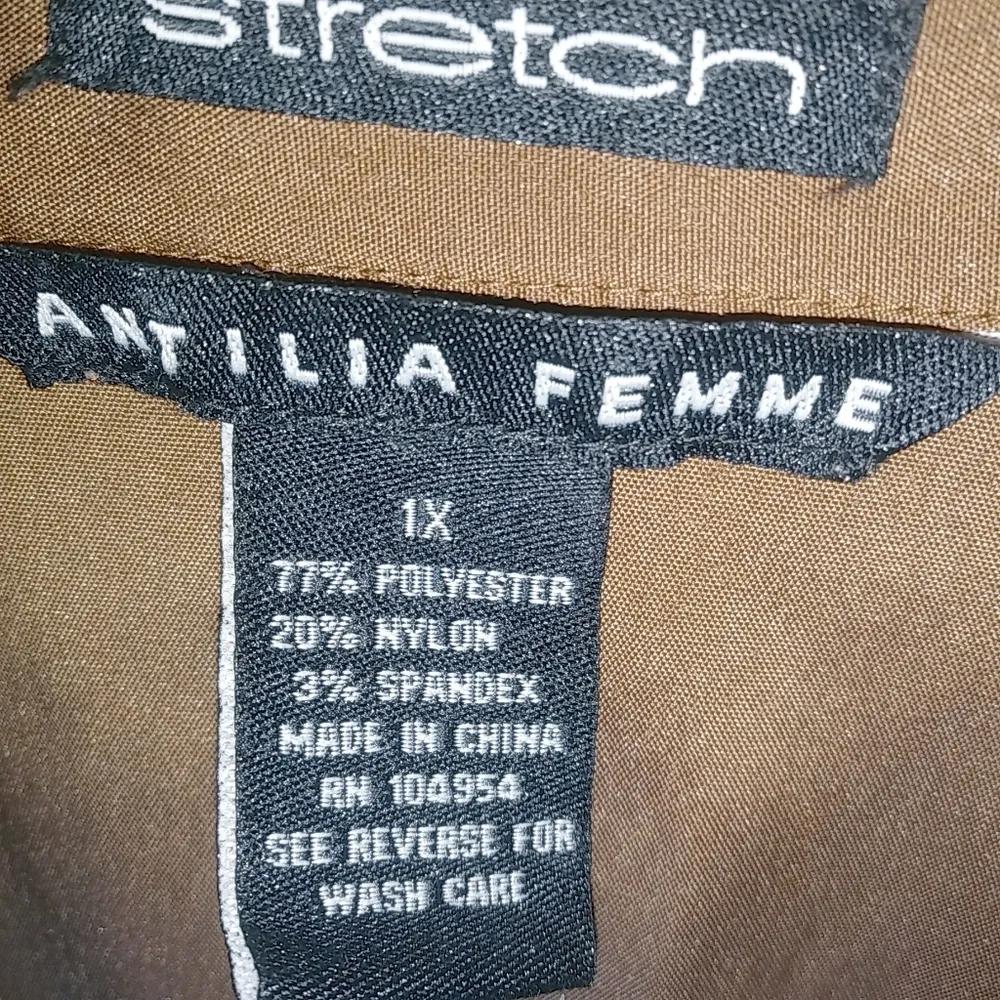 Antilia Femme 1X Fall Pumpkin Button Down Collared Top Plus Gold - Image 9