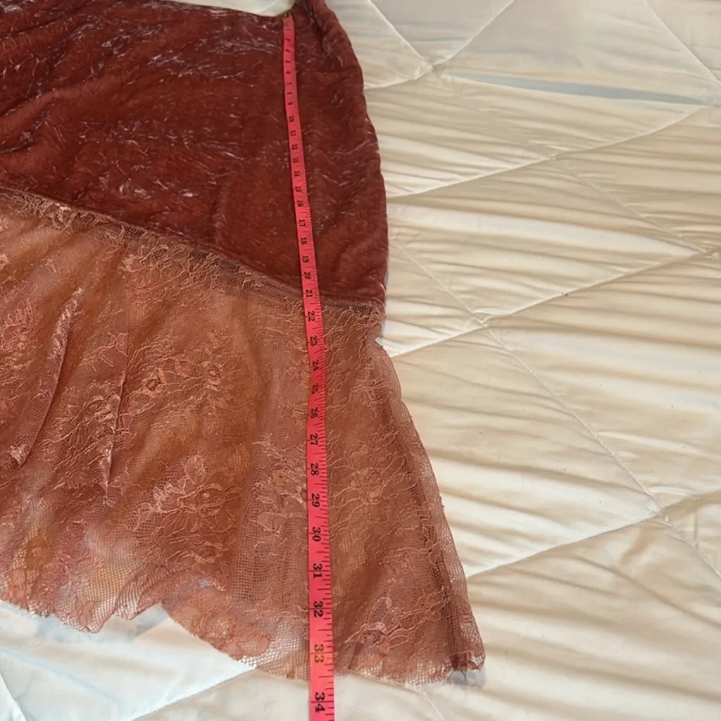 FREE PEOPLE Rose Lacey Midi Skirt Canyon Arroyo Pink Boho Lace Size 10 - Image 15