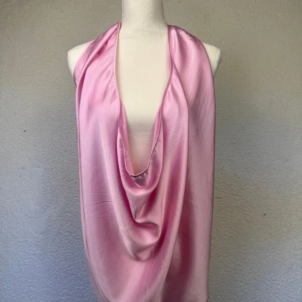 Ramy Brook Harriet Silk Halter Tank Top Pink  6 Way Convertible Style - Image 3