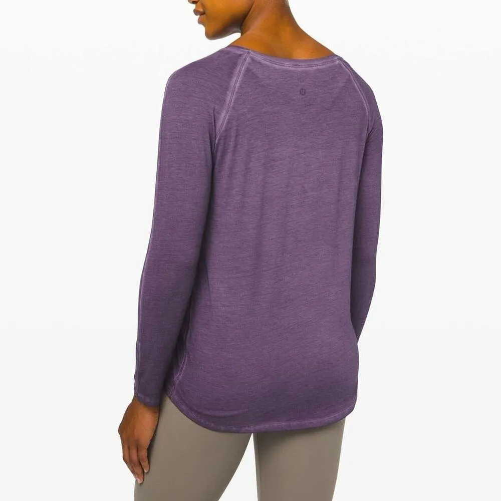 Lululemon Emerald Faded Washed Purple Ink Pima Cotton Long Sleeve Top | Size 8/M - Image 5