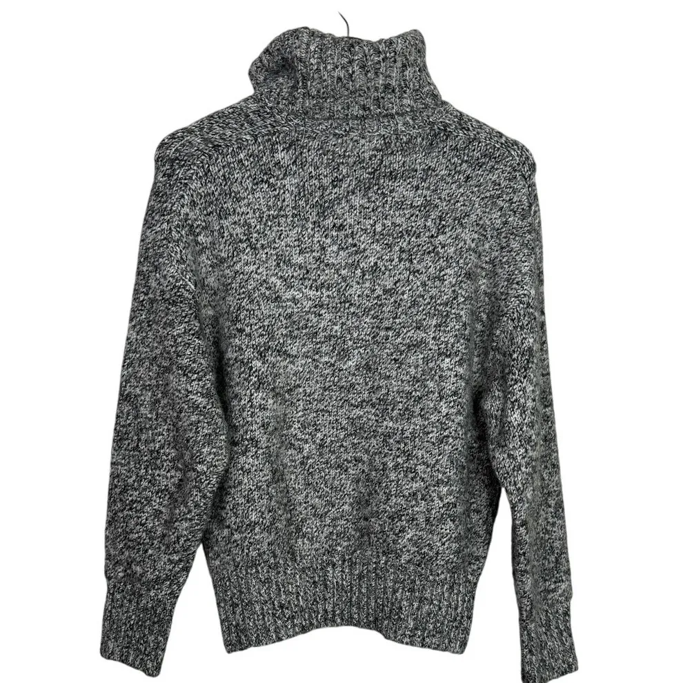 Zara Alpaca Wool Long Sleeve High Turtleneck Speckled Sweater Ribbed Hem S Grey - Image 15