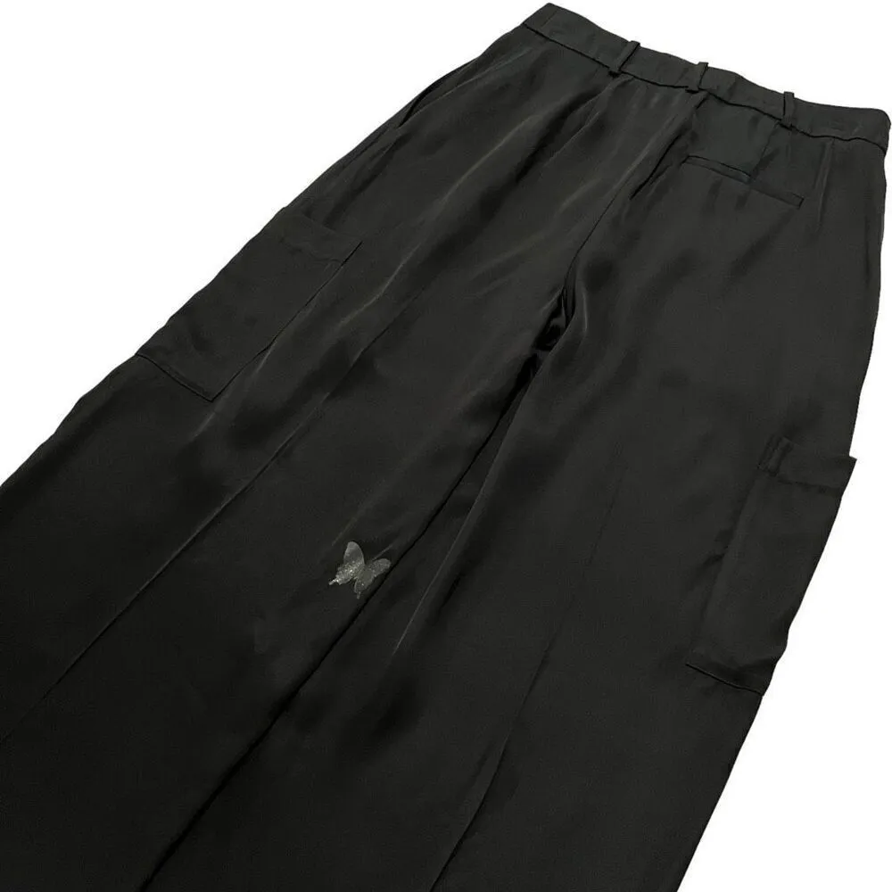 Loulou Studio Carmel Cargo Wide‎ Leg Pant in Black - Image 12