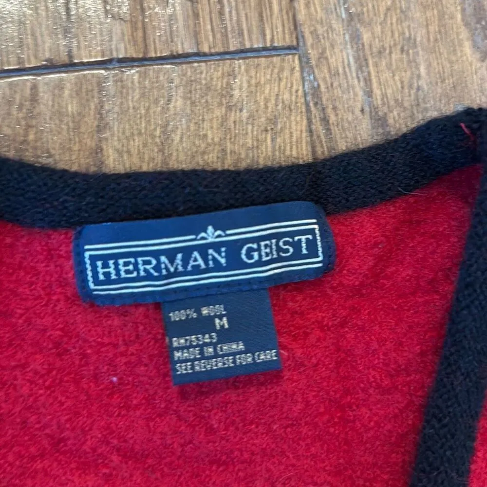 Herman Geist 100% wool red vintage vest size M - Image 3