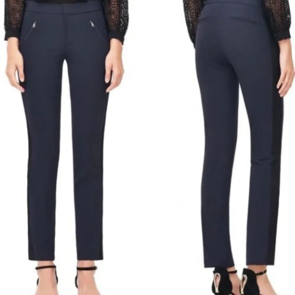 Rebecca Taylor Tuxedo Side Stripe Ankle Crop Ava Techy Pants Size 8 Navy - Image 10