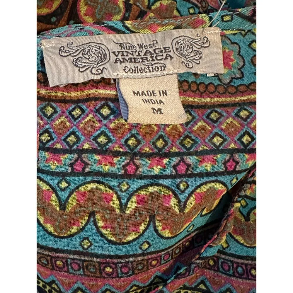 Nine West Vintage America Collection Medium Short Sleeve Top Green - Image 4