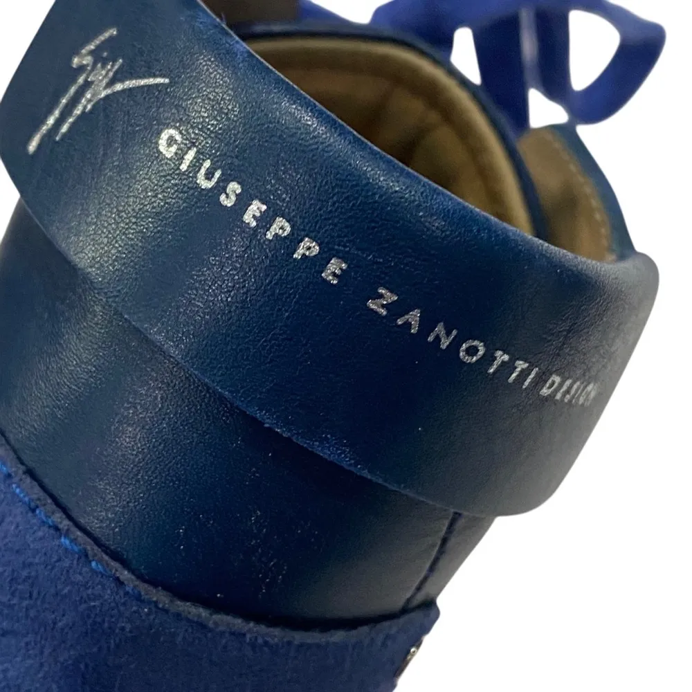 Giuseppe Zanotti Soma50 Studded High Top Wedge Women's Blue High-Top Sneakers - Image 4