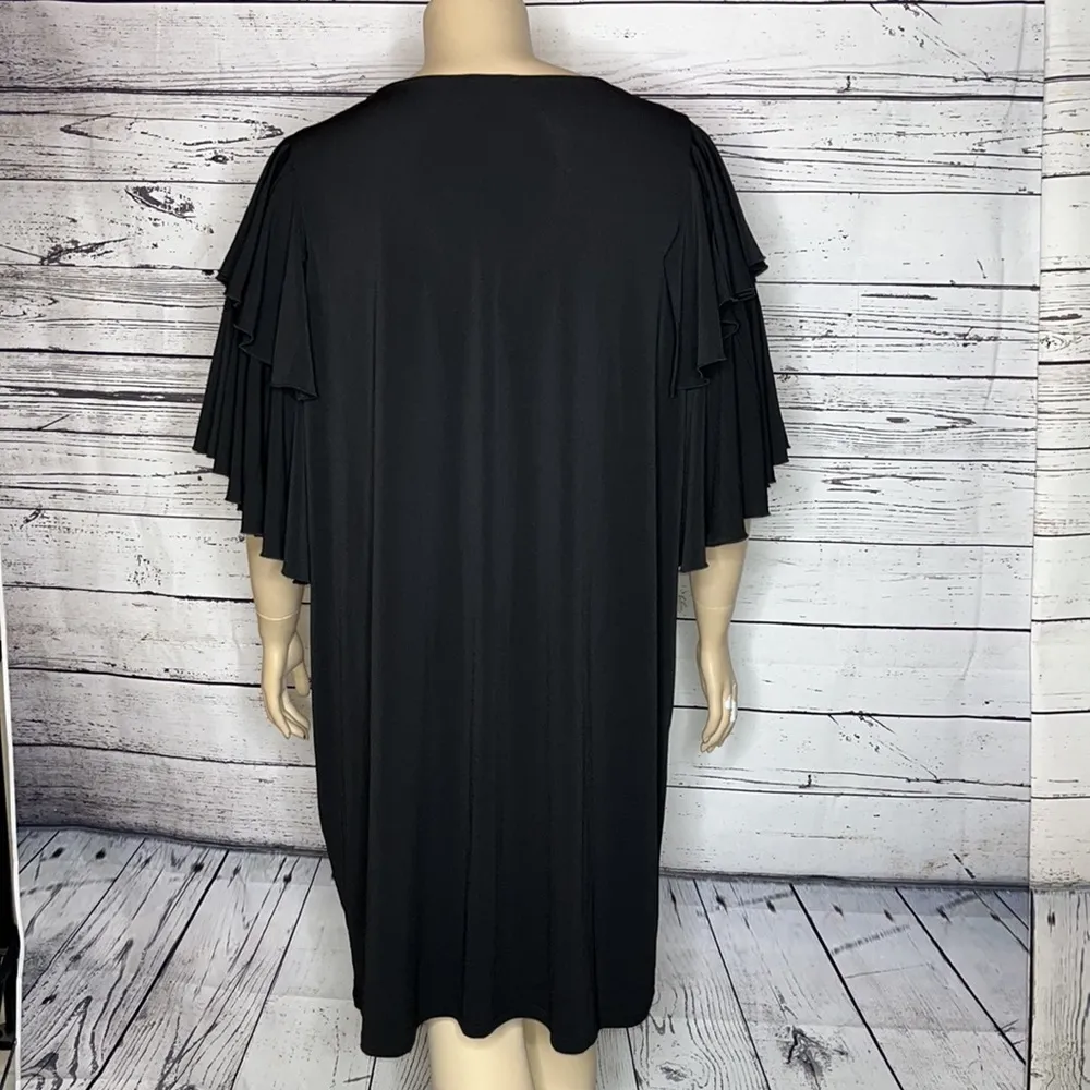 Lane Bryant NWT Size 22/24 Classic Black Tiered Ruffle Sleeve Dress - Image 4