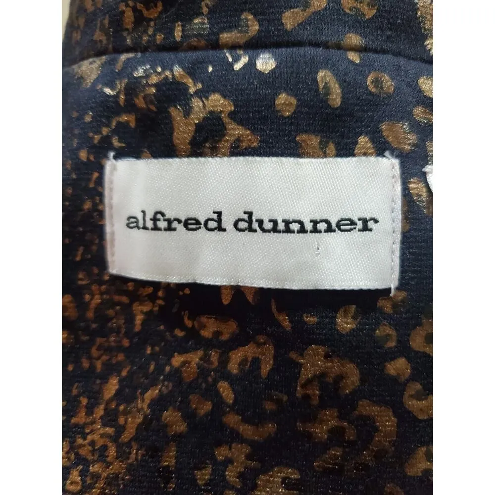 Alfred Dunner Navy Metallic Gold Mandarin Long Sleeve Full Zip Jacket Size 16 - Image 10