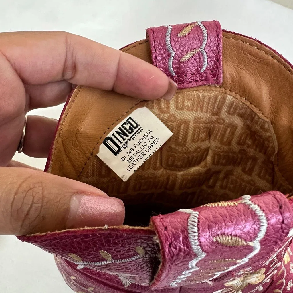 Dingo Pink Primrose Floral Embroidery Western Boots 7 Women - Image 10
