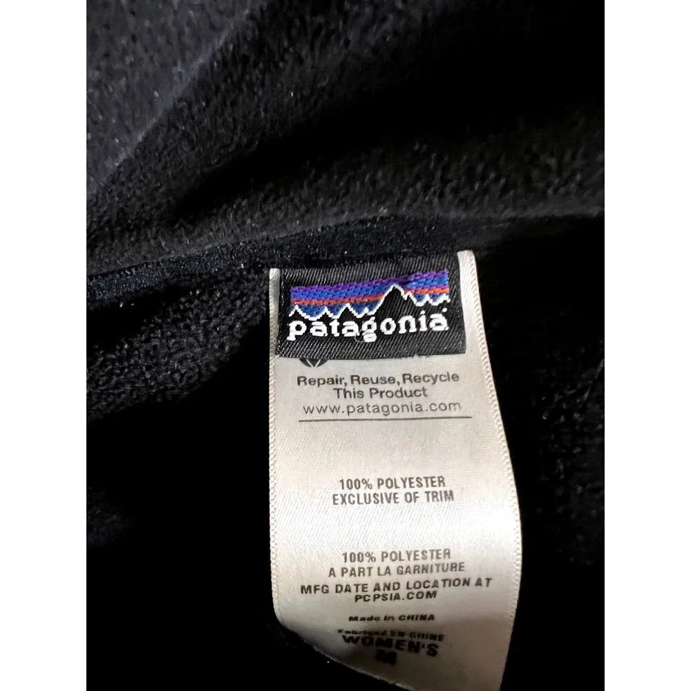 Patagonia womens size medium 1/2 zip jacket soft fleece black kangaroo pocket - Image 8