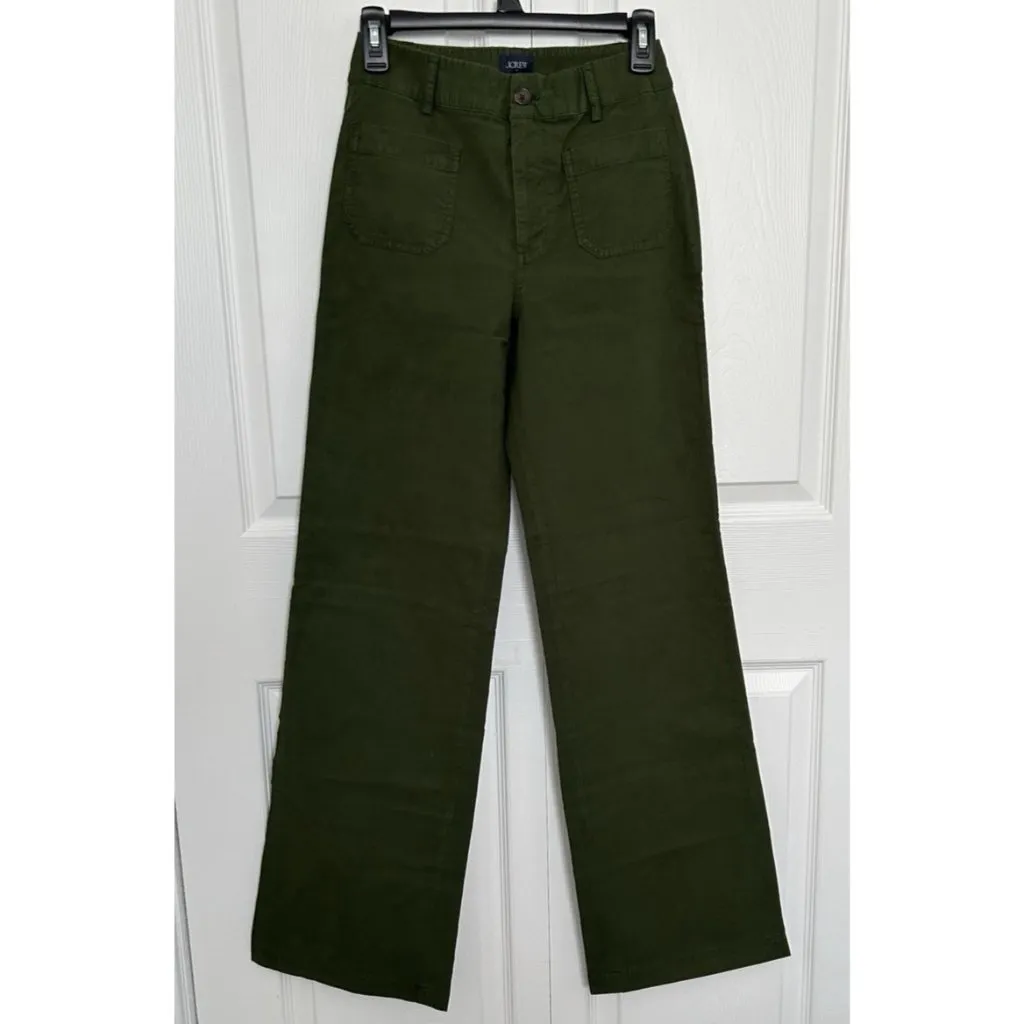 J.Crew $118 Lizzie High Rise Patch Pocket Wide Leg Pant Pine Green Size 24T - Image 7
