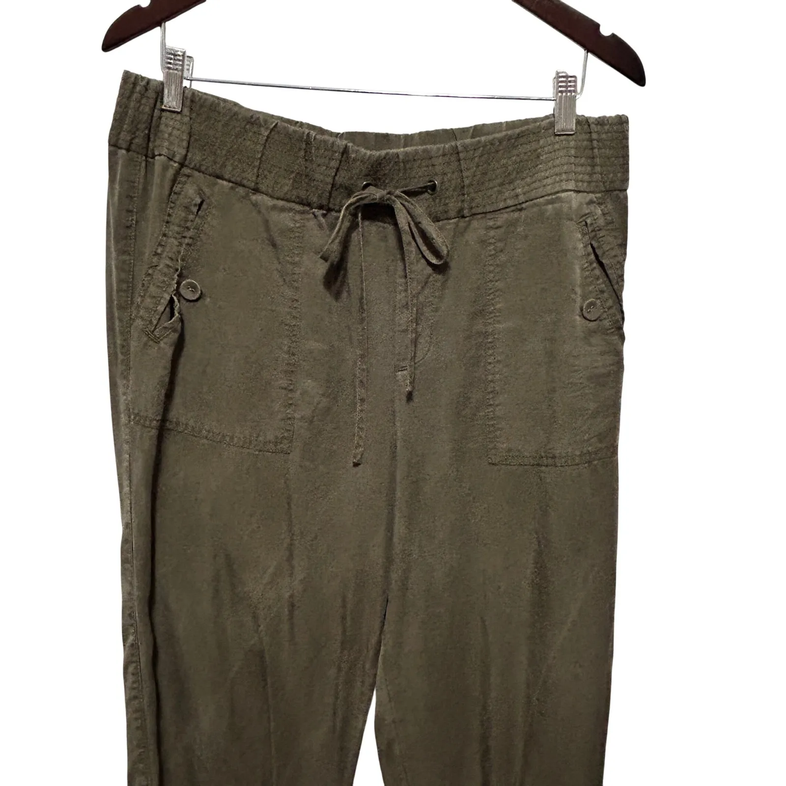 Hei Hei Women Tappered Jogger Pants 12 Olive Drawstring Utility Earthy Gorpcore Green - Image 3
