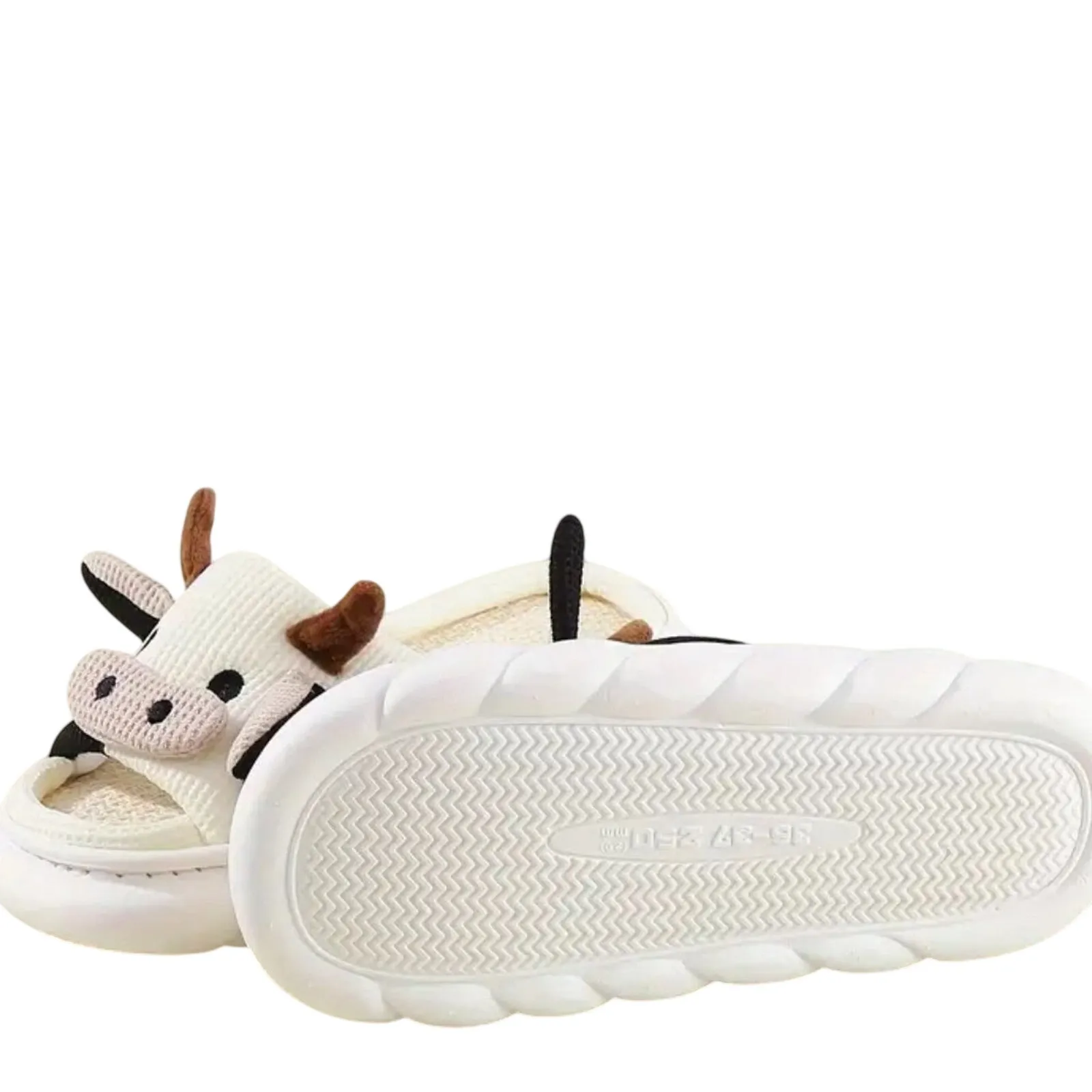 Unisex Cow Open Toe Slippers, Size 10.5 - Image 2