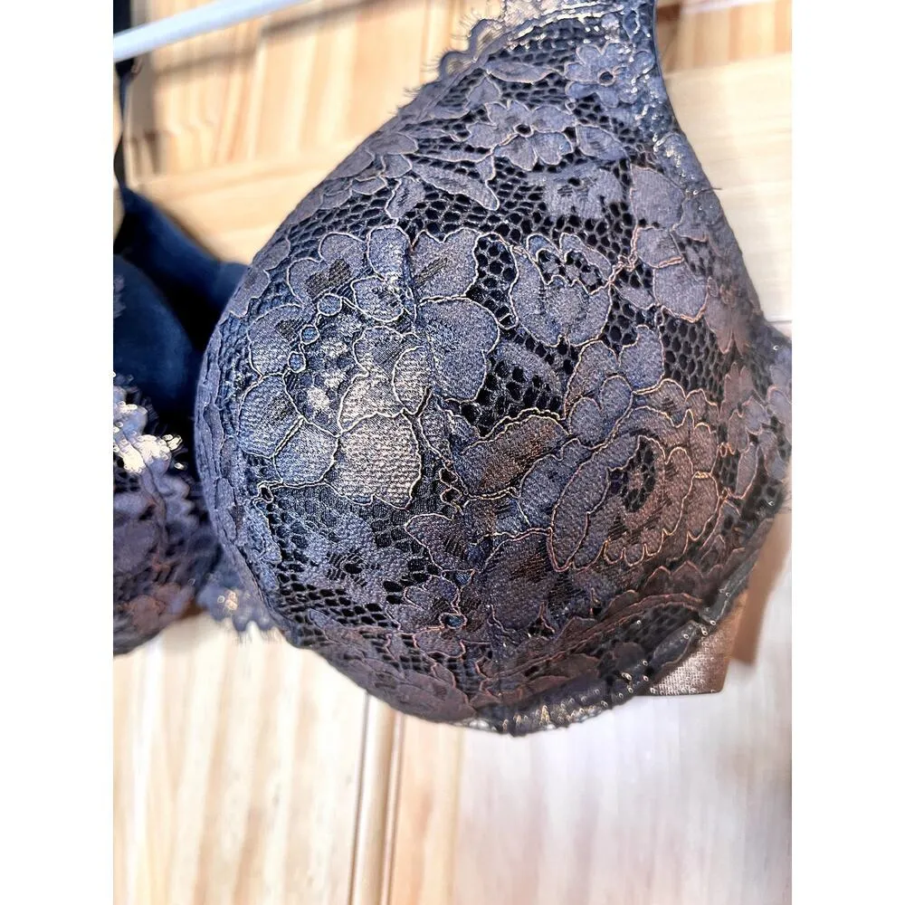 Cacique bra size 38DD blac/ metallic gold lace  Whimsy Goth fairy core underwire - Image 3