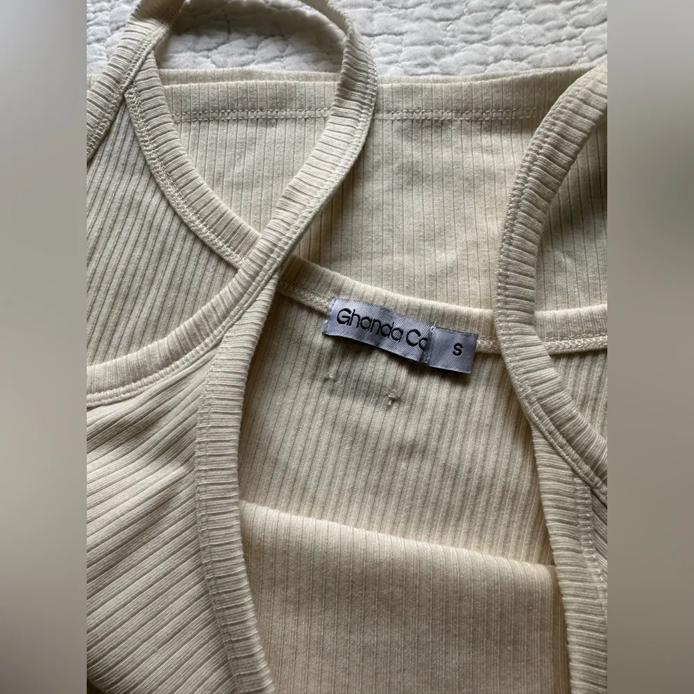 Ghanda Reese midi dress light almond beige Women’s small White - Image 7