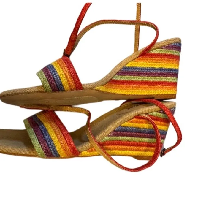 Jeffrey Campbell Rainbow Woven Ankle Strap Heeled Sandals Size 6 - Image 4