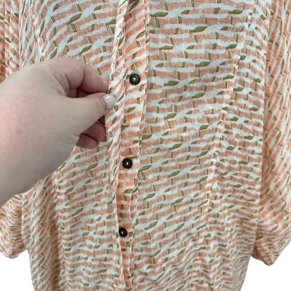 Anthropologie Maeve Lena Tunic Top‎ Yarn Dyed Lightweight Coral Orange Medium - Image 6