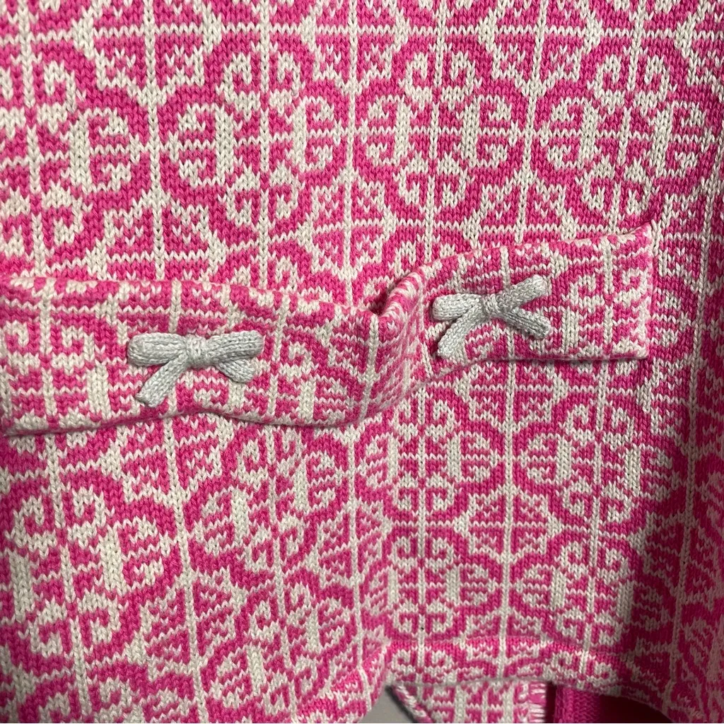 Odd Molly Cardigan Size 2 Pink Cotton Knit Fair Isle Wrap Tie Sweater 233 - Image 4