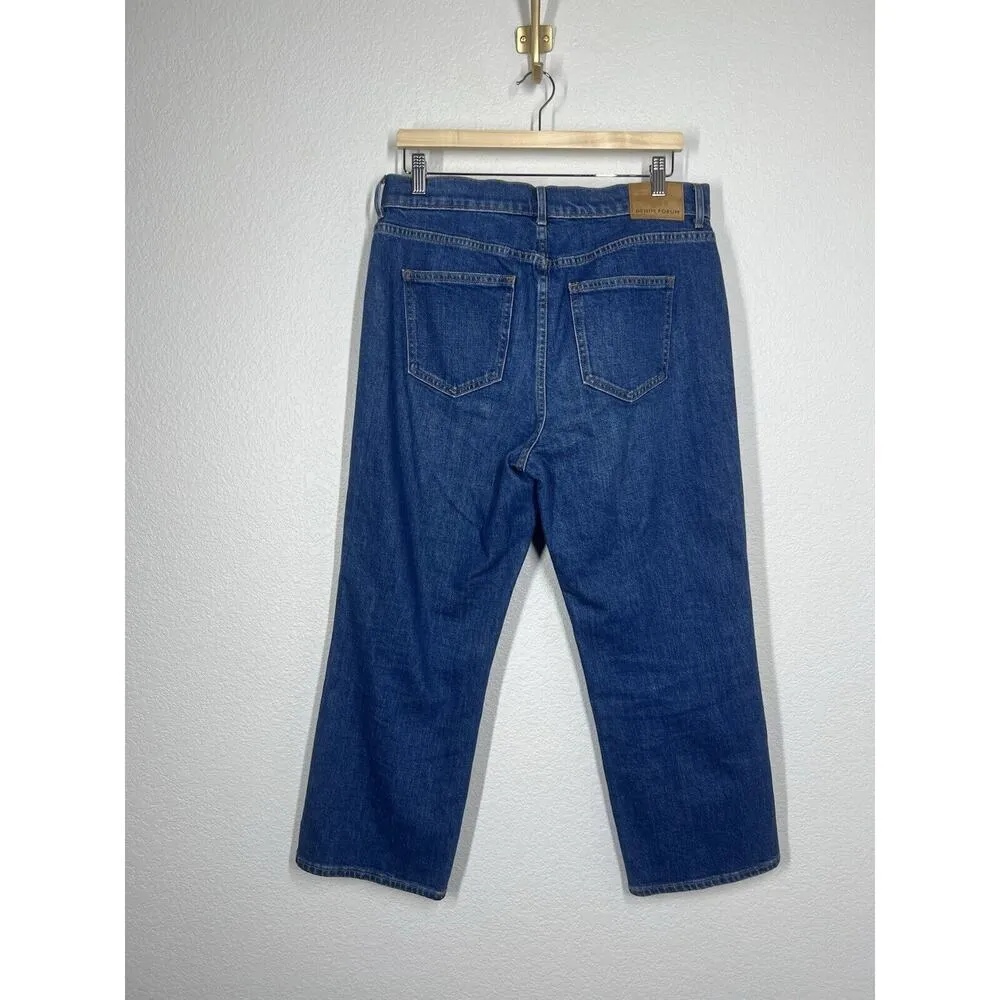 Denim Forum The Francoise High Rise Straight Jean Size 32 Aritzia Blue - Image 3