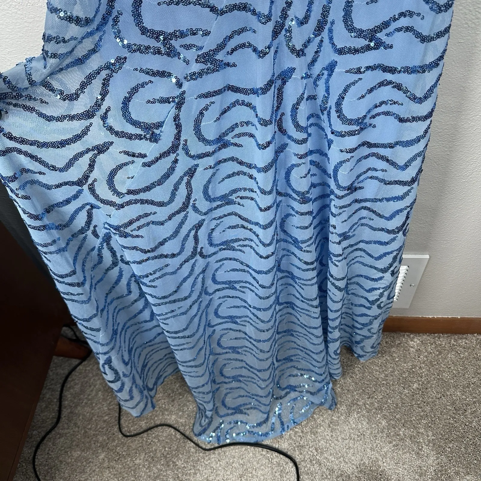 NEW Lulus Blue Sequin Formal Maxi Dress Gown Size XL Prom Pageant Sleeveless - Image 5