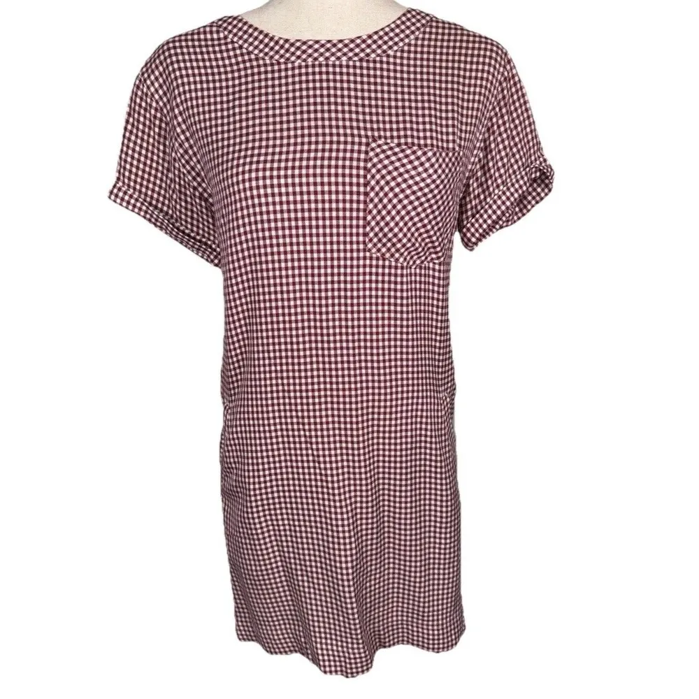 Madewell Gingham Viscose Shift Dress size XS red white PicNic Perfect 🌺 - Image 4
