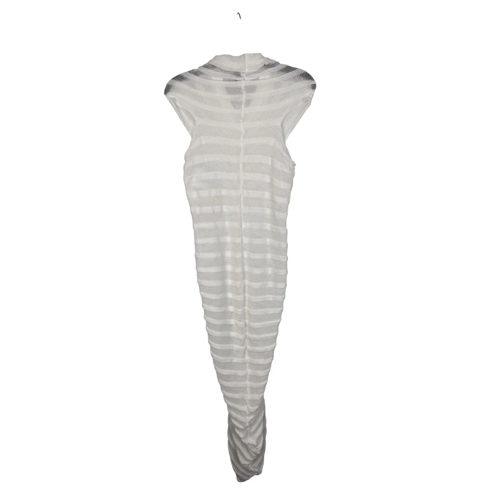 White Bodycon Midi‎ Dress Mock Neck Short Sleeve Party Cocktail Clubwear size S - Image 5