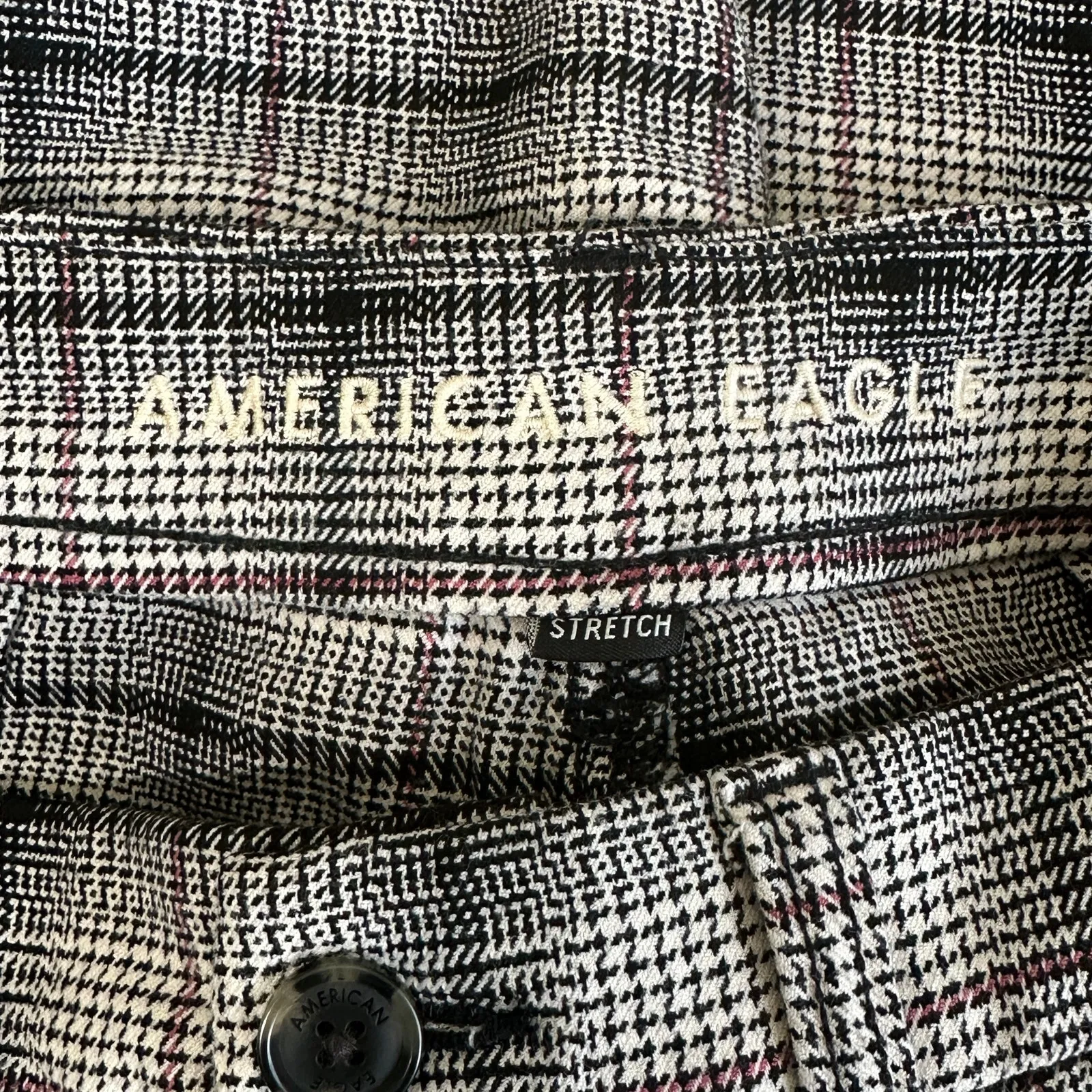 American Eagle Crop Pants Womens 2 Black Plaid Checkered Preppy Dark Academia - Image 7