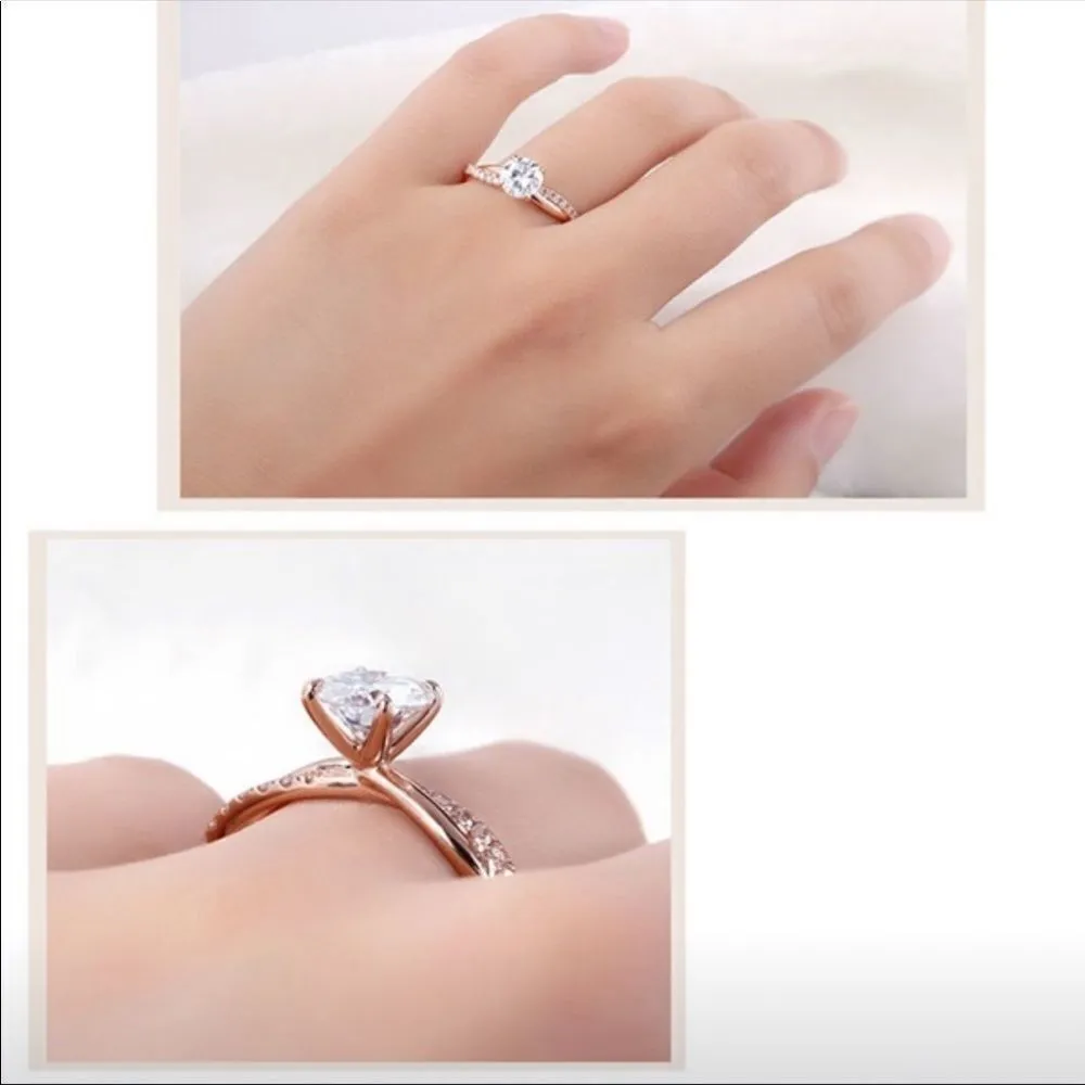 New! Gorgeous gold twisted shaped faux diamond engagement ring! Silver Size 6 - Image 2