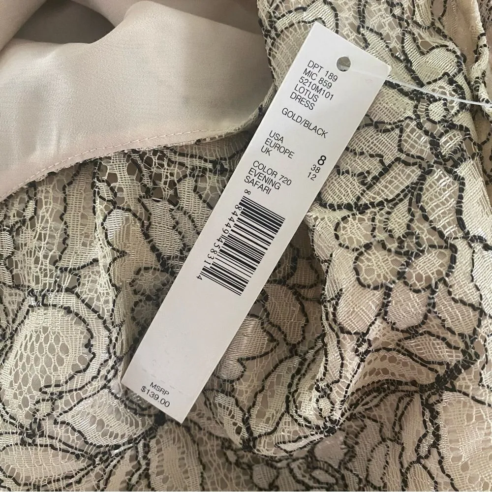 NEW Alex Marie Black and Ivory Lace Knee Length Sheath Peplum Dress Size 6 - Image 5