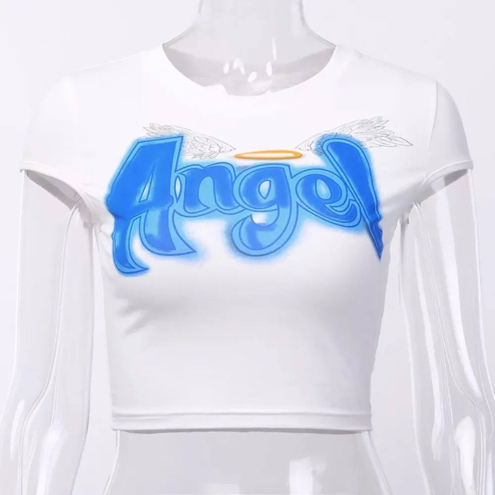 Y2K Aesthetic Angel Printed Crop Top - Image 4