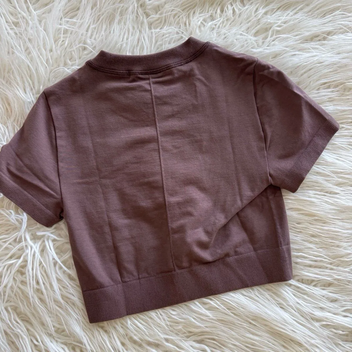 Gymshark Cotton Seamless Crop Top Soft Brown Size XS - Image 6