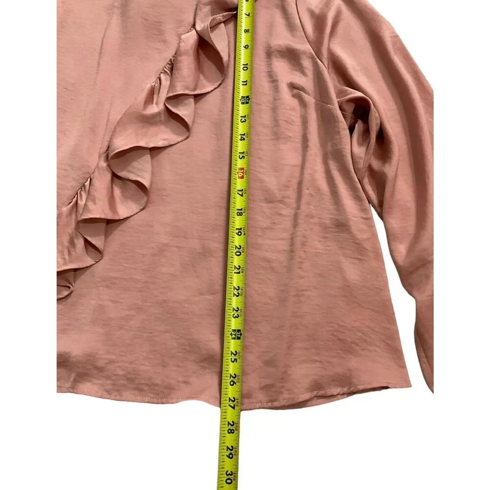 Lane Bryant Women Plus Size 24 Blush Pink Long Sleeve Ruffles Blouse (31-390) - Image 6