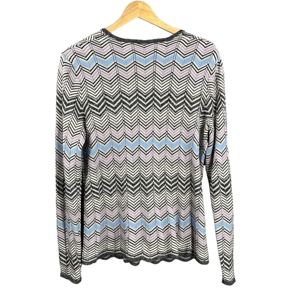 Pendleton Cardigan Chevron Multicolor Long Sleeve VNeck One Button Lightweight M - Image 2