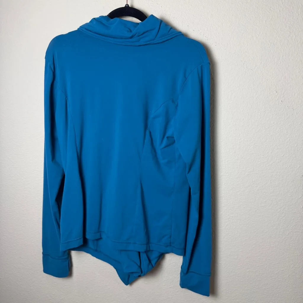 LUCY Drape Front Teal Athletic Zip Up Jacket Size Large Green - Image 7